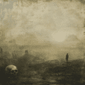 Nebel, fog, Landschaft, landscape, Person, person, Schädel, skull, Einsamkeit, loneliness